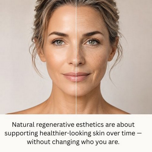Natural regenerative esthetics are about supporting healthier-looking skin over time — without changing who you are.